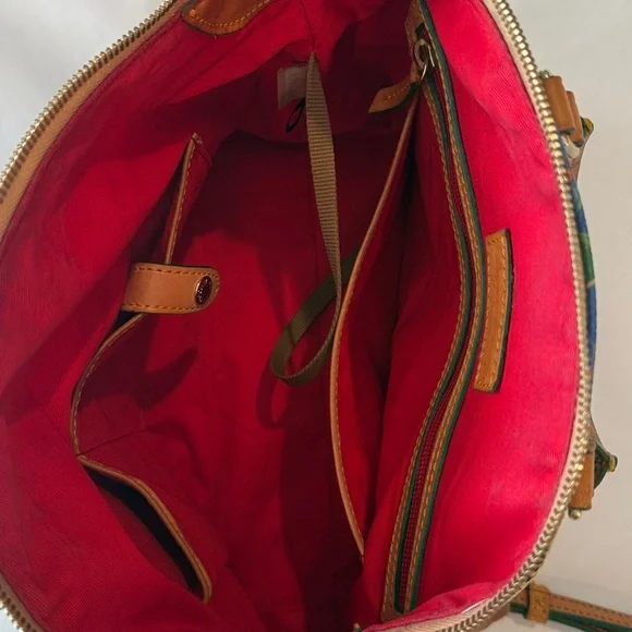 Dooney & Bourke Pansy Domed Satchel Yellow Blue Tan White Floral Leather - Picture 11 of 14